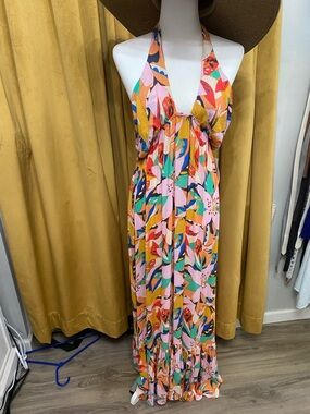 O'Neill Multicolor Large Floral Halter Maxi Dress